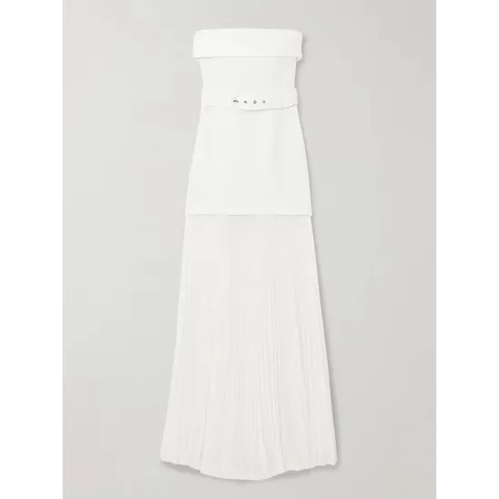 Bandeau Sleeveless Belted Pleated Solid Color Split-Joint Zipper Tube Evening Dresses Maxi Dresses Bandeau Sleeveless Belted Pleated Solid Color Split-Joint Zipper Tube Evening Dresses Maxi Dresses