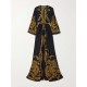 Contrast Color Printed Split-Front Flared Sleeves Loose Maxi Dresses Contrast Color Printed Split-Front Flared Sleeves Loose Maxi Dresses