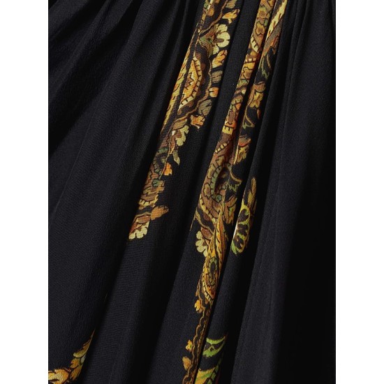Contrast Color Printed Split-Front Flared Sleeves Loose Maxi Dresses Contrast Color Printed Split-Front Flared Sleeves Loose Maxi Dresses