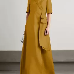 Loose Solid Color Split-Joint V-Neck Maxi Evening Dresses