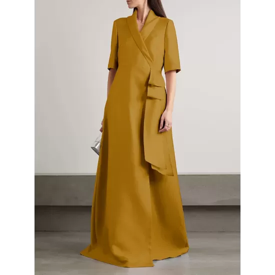 Loose Solid Color Split-Joint V-Neck Maxi Evening Dresses Loose Solid Color Split-Joint V-Neck Maxi Evening Dresses