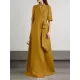 Loose Solid Color Split-Joint V-Neck Maxi Evening Dresses Loose Solid Color Split-Joint V-Neck Maxi Evening Dresses