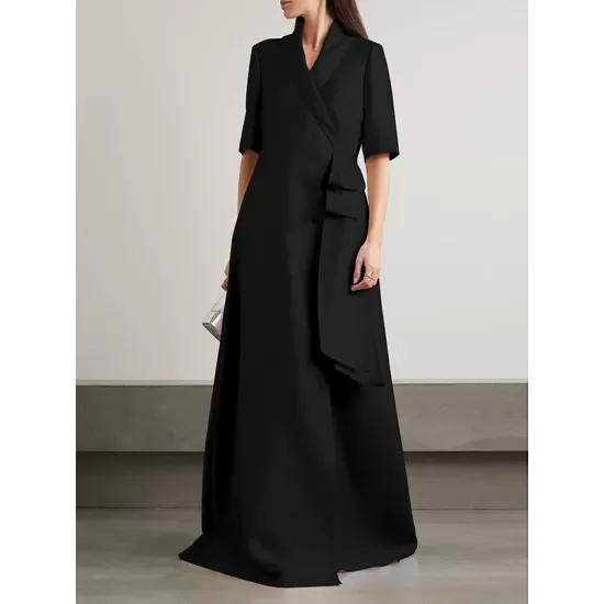 Loose Solid Color Split-Joint V-Neck Maxi Evening Dresses Loose Solid Color Split-Joint V-Neck Maxi Evening Dresses