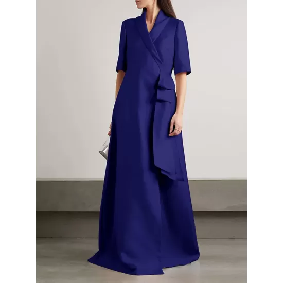 Loose Solid Color Split-Joint V-Neck Maxi Evening Dresses Loose Solid Color Split-Joint V-Neck Maxi Evening Dresses