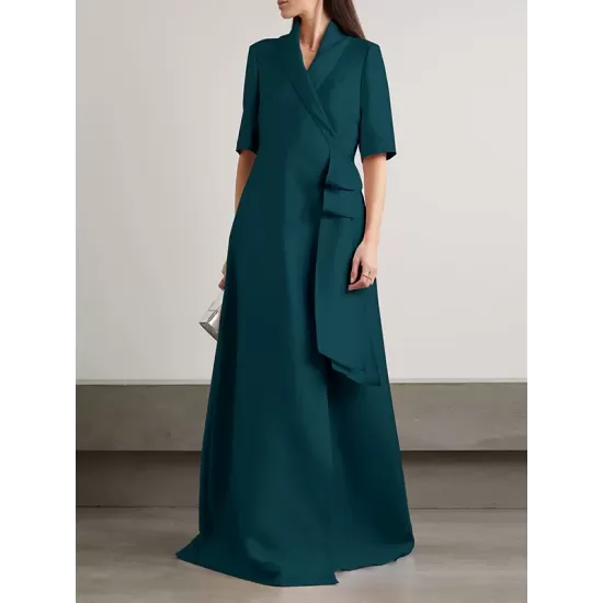 Loose Solid Color Split-Joint V-Neck Maxi Evening Dresses Loose Solid Color Split-Joint V-Neck Maxi Evening Dresses