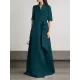 Loose Solid Color Split-Joint V-Neck Maxi Evening Dresses Loose Solid Color Split-Joint V-Neck Maxi Evening Dresses