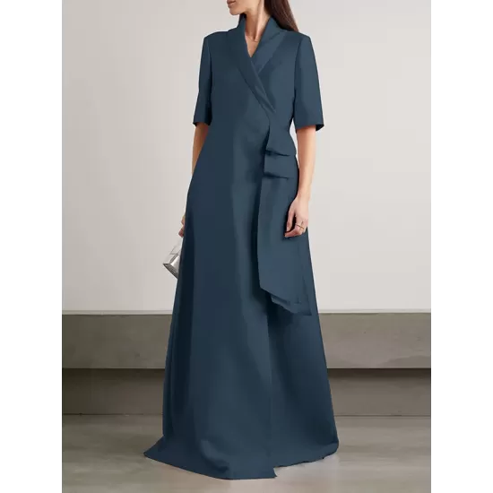 Loose Solid Color Split-Joint V-Neck Maxi Evening Dresses Loose Solid Color Split-Joint V-Neck Maxi Evening Dresses
