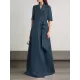 Loose Solid Color Split-Joint V-Neck Maxi Evening Dresses Loose Solid Color Split-Joint V-Neck Maxi Evening Dresses