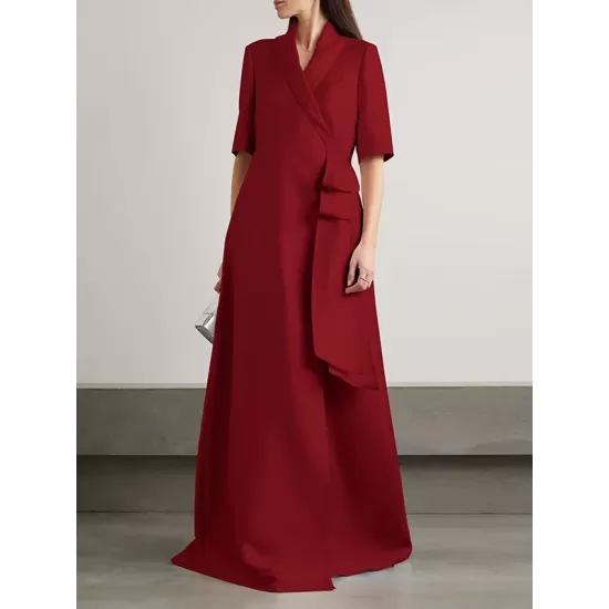 Loose Solid Color Split-Joint V-Neck Maxi Evening Dresses Loose Solid Color Split-Joint V-Neck Maxi Evening Dresses