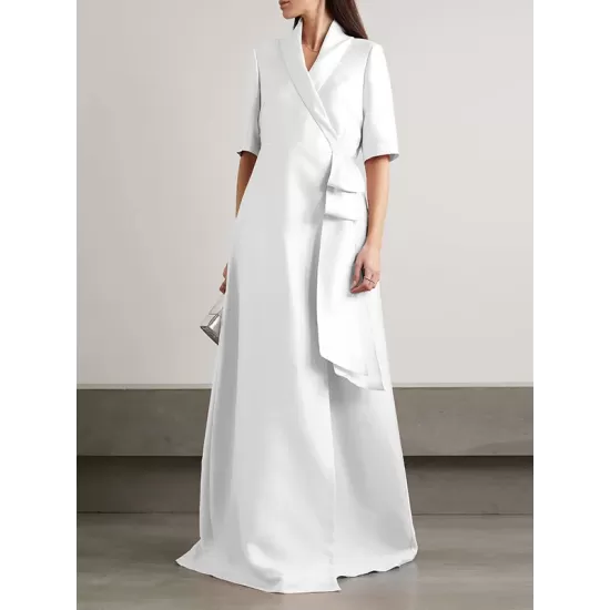 Loose Solid Color Split-Joint V-Neck Maxi Evening Dresses Loose Solid Color Split-Joint V-Neck Maxi Evening Dresses