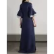 Flared Sleeves Half Sleeves Solid Color Round-Neck Maxi Dresses Flared Sleeves Half Sleeves Solid Color Round-Neck Maxi Dresses