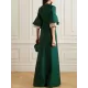Flared Sleeves Half Sleeves Solid Color Round-Neck Maxi Dresses Flared Sleeves Half Sleeves Solid Color Round-Neck Maxi Dresses