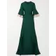 Flared Sleeves Half Sleeves Solid Color Round-Neck Maxi Dresses Flared Sleeves Half Sleeves Solid Color Round-Neck Maxi Dresses