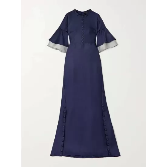 Flared Sleeves Half Sleeves Solid Color Round-Neck Maxi Dresses Flared Sleeves Half Sleeves Solid Color Round-Neck Maxi Dresses