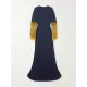 H-Line Long Sleeves Solid Color Split-Side Tasseled Round-Neck Maxi Dresses H-Line Long Sleeves Solid Color Split-Side Tasseled Round-Neck Maxi Dresses
