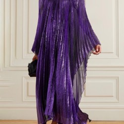Batwing Sleeves Pleated Off-the-shoulder Maxi Dresses