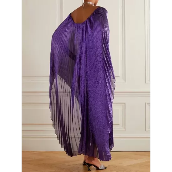 Batwing Sleeves Pleated Off-the-shoulder Maxi Dresses Batwing Sleeves Pleated Off-the-shoulder Maxi Dresses