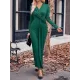 Bowknot Solid Color Bodycon Long Sleeves V-neck Maxi Dresses Bowknot Solid Color Bodycon Long Sleeves V-neck Maxi Dresses