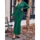 Bowknot Solid Color Bodycon Long Sleeves V-neck Maxi Dresses Bowknot Solid Color Bodycon Long Sleeves V-neck Maxi Dresses