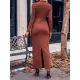 Bowknot Solid Color Bodycon Long Sleeves V-neck Maxi Dresses Bowknot Solid Color Bodycon Long Sleeves V-neck Maxi Dresses