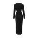 Bowknot Solid Color Bodycon Long Sleeves V-neck Maxi Dresses Bowknot Solid Color Bodycon Long Sleeves V-neck Maxi Dresses