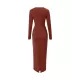 Bowknot Solid Color Bodycon Long Sleeves V-neck Maxi Dresses Bowknot Solid Color Bodycon Long Sleeves V-neck Maxi Dresses