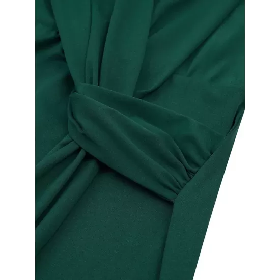 Bowknot Solid Color Bodycon Long Sleeves V-neck Maxi Dresses Bowknot Solid Color Bodycon Long Sleeves V-neck Maxi Dresses