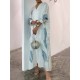 Long Sleeves Buttoned Contrast Color Flower&Leaves Print Muslim V-Neck Maxi Dress Long Sleeves Buttoned Contrast Color Flower&Leaves Print Muslim V-Neck Maxi Dress