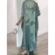 Long Sleeves Buttoned Contrast Color Flower&Leaves Print Muslim V-Neck Maxi Dress Long Sleeves Buttoned Contrast Color Flower&Leaves Print Muslim V-Neck Maxi Dress