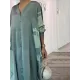 Long Sleeves Buttoned Contrast Color Flower&Leaves Print Muslim V-Neck Maxi Dress Long Sleeves Buttoned Contrast Color Flower&Leaves Print Muslim V-Neck Maxi Dress