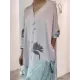 Long Sleeves Buttoned Contrast Color Flower&Leaves Print Muslim V-Neck Maxi Dress Long Sleeves Buttoned Contrast Color Flower&Leaves Print Muslim V-Neck Maxi Dress