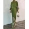 Batwing Sleeves Loose Floral Printed Muslim Pleated Stand Collar Maxi Dresses
