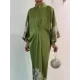 Batwing Sleeves Loose Floral Printed Muslim Pleated Stand Collar Maxi Dresses Batwing Sleeves Loose Floral Printed Muslim Pleated Stand Collar Maxi Dresses