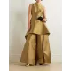 Sleeveless Wrap Falbala Layered Solid Color Zipper Round-Neck Jumpsuits Sleeveless Wrap Falbala Layered Solid Color Zipper Round-Neck Jumpsuits