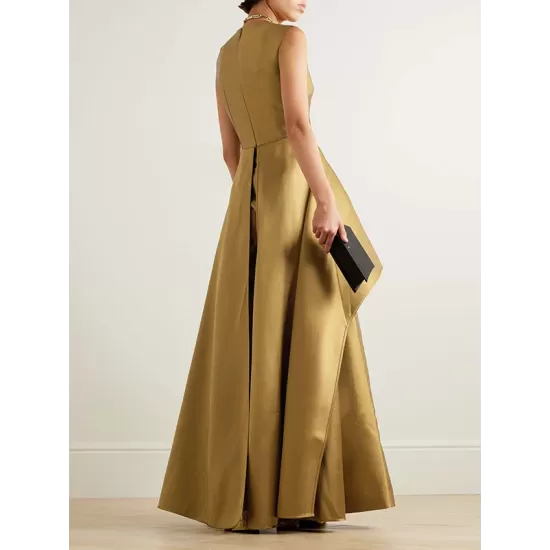Sleeveless Wrap Falbala Layered Solid Color Zipper Round-Neck Jumpsuits Sleeveless Wrap Falbala Layered Solid Color Zipper Round-Neck Jumpsuits