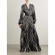Loose Contrast Color Printed Zipper V-Neck Jumpsuits Loose Contrast Color Printed Zipper V-Neck Jumpsuits