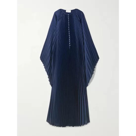 Batwing Sleeves Loose Pleated Solid Color Round-Neck Maxi Dresses Batwing Sleeves Loose Pleated Solid Color Round-Neck Maxi Dresses