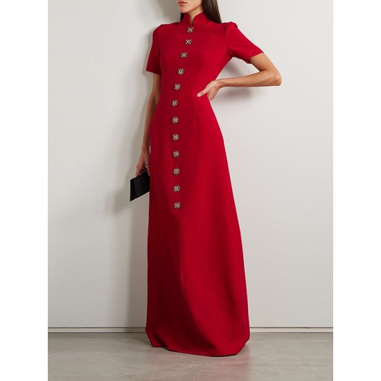 Solid Color Soccer Shorts Stand Collar Maxi Dresses Solid Color Soccer Shorts Stand Collar Maxi Dresses