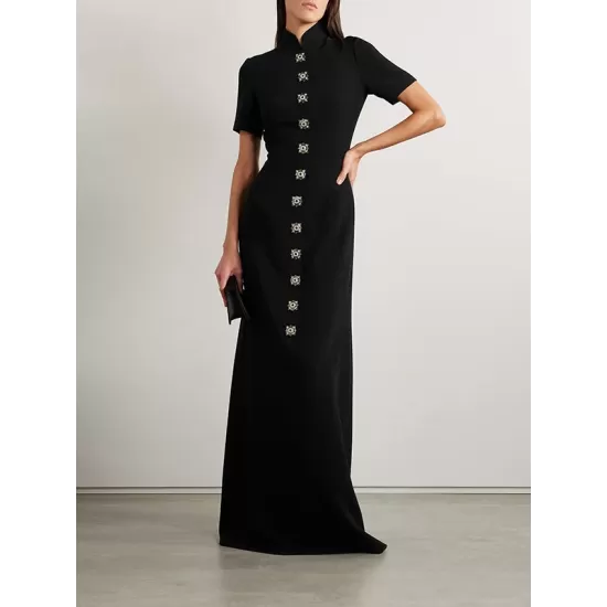 Solid Color Soccer Shorts Stand Collar Maxi Dresses Solid Color Soccer Shorts Stand Collar Maxi Dresses