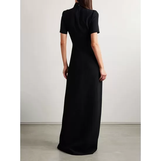 Solid Color Soccer Shorts Stand Collar Maxi Dresses Solid Color Soccer Shorts Stand Collar Maxi Dresses