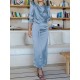 Pleated Solid Color Split-Front A-Line High Waisted Mock Neck Maxi Dresses Pleated Solid Color Split-Front A-Line High Waisted Mock Neck Maxi Dresses