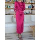 Pleated Solid Color Split-Front A-Line High Waisted Mock Neck Maxi Dresses Pleated Solid Color Split-Front A-Line High Waisted Mock Neck Maxi Dresses