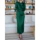 Pleated Solid Color Split-Front A-Line High Waisted Mock Neck Maxi Dresses Pleated Solid Color Split-Front A-Line High Waisted Mock Neck Maxi Dresses
