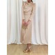 Pleated Solid Color Split-Front A-Line High Waisted Mock Neck Maxi Dresses Pleated Solid Color Split-Front A-Line High Waisted Mock Neck Maxi Dresses