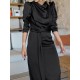Pleated Solid Color Split-Front A-Line High Waisted Mock Neck Maxi Dresses Pleated Solid Color Split-Front A-Line High Waisted Mock Neck Maxi Dresses