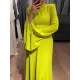 Ruffle Sleeves Skinny Belted Solid Color Round-Neck Maxi Dresses Ruffle Sleeves Skinny Belted Solid Color Round-Neck Maxi Dresses