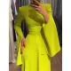 Ruffle Sleeves Skinny Belted Solid Color Round-Neck Maxi Dresses Ruffle Sleeves Skinny Belted Solid Color Round-Neck Maxi Dresses