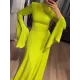 Ruffle Sleeves Skinny Belted Solid Color Round-Neck Maxi Dresses Ruffle Sleeves Skinny Belted Solid Color Round-Neck Maxi Dresses