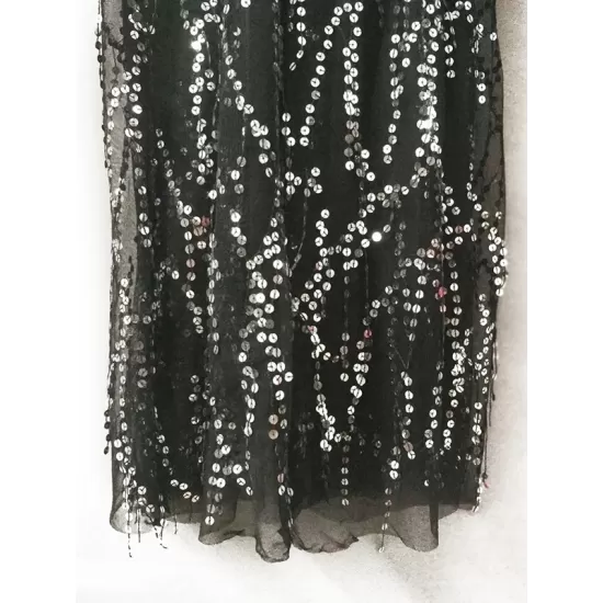 Gauze Pockets See-Through Sequined Split-Joint Long Sleeves Loose V-Neck Midi Dresses Evening Dresses Gauze Pockets See-Through Sequined Split-Joint Long Sleeves Loose V-Neck Midi Dresses Evening Dresses