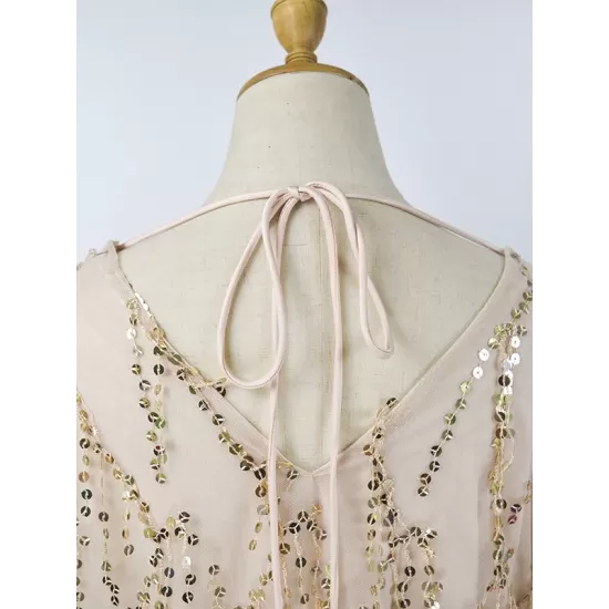 Gauze Pockets See-Through Sequined Split-Joint Long Sleeves Loose V-Neck Midi Dresses Evening Dresses Gauze Pockets See-Through Sequined Split-Joint Long Sleeves Loose V-Neck Midi Dresses Evening Dresses